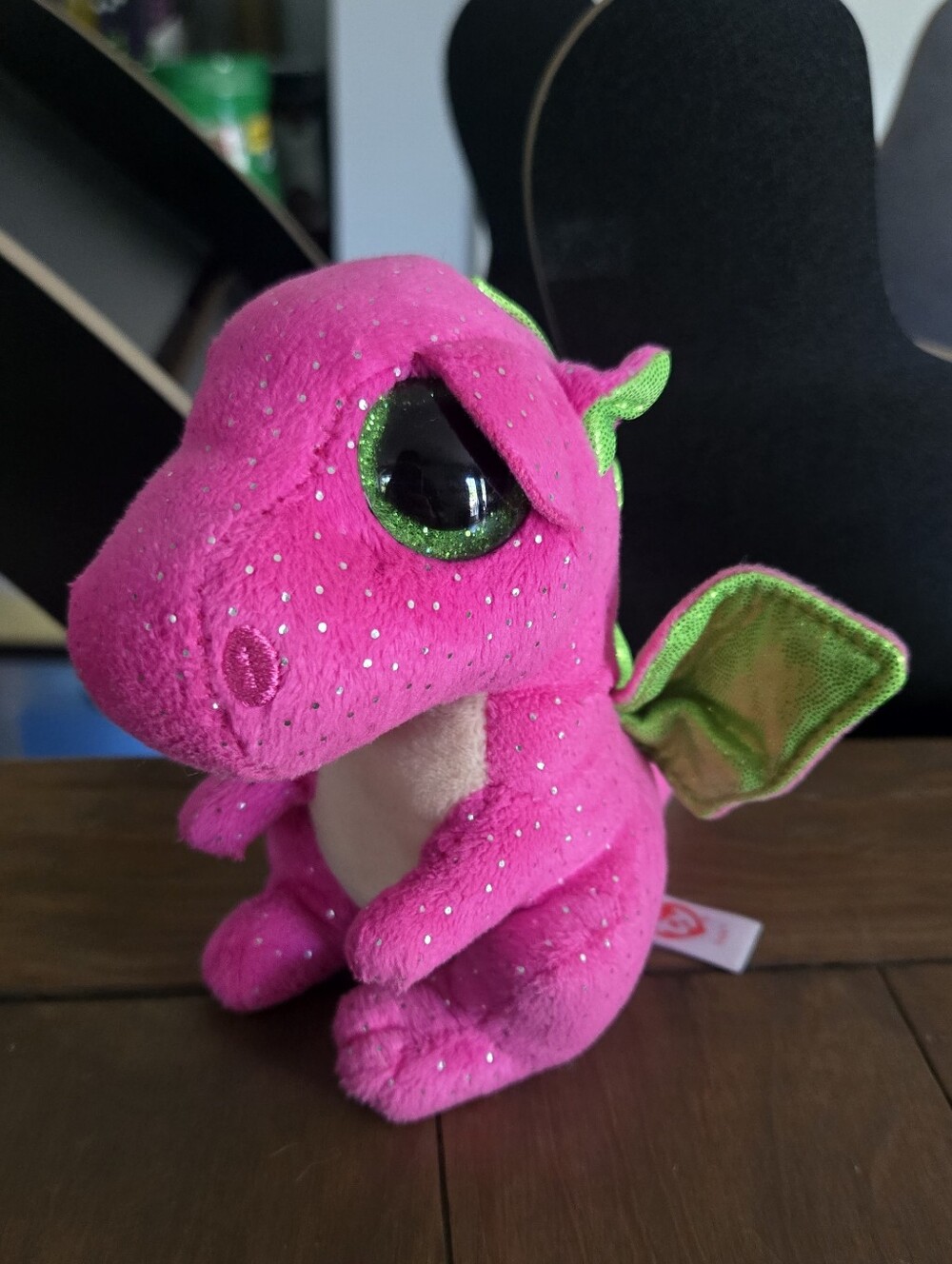 Pink Sparkle Ty Beanie Boo Plush Dragon Darla Stuffed Toy 2016